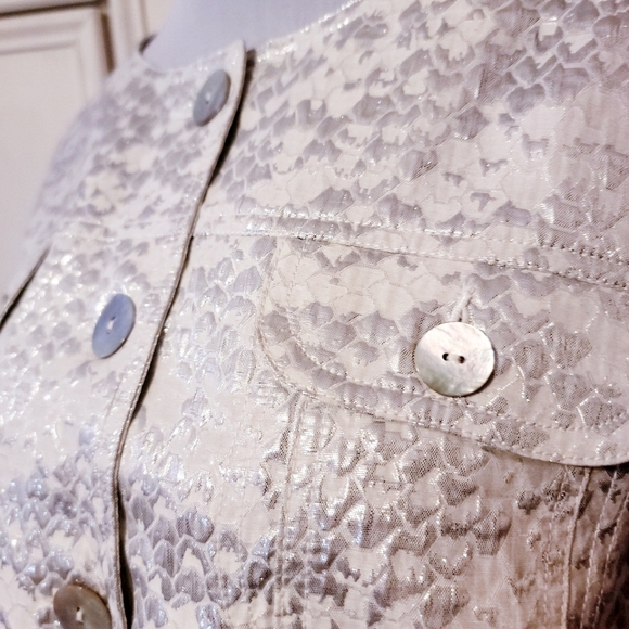 Ruby Rd White & Silver Button Up Top - Picture 4 of 5